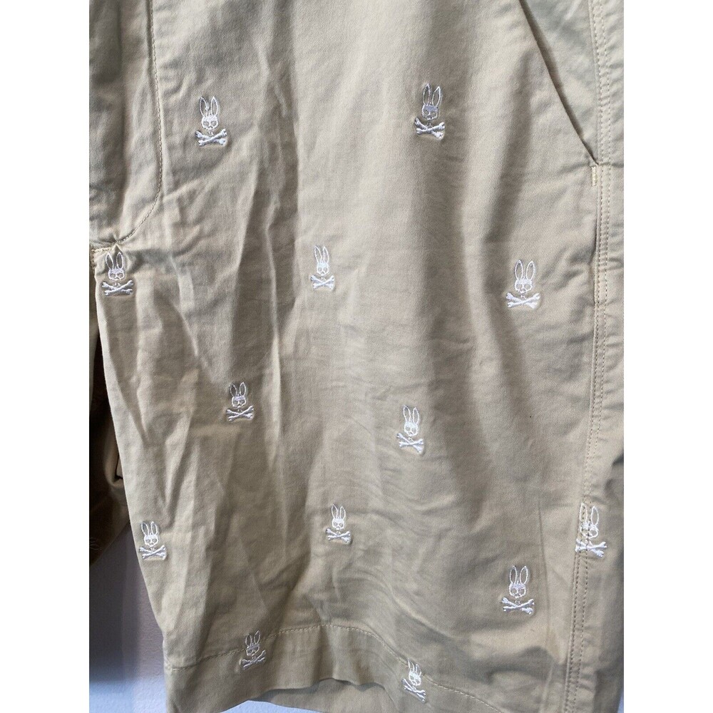 Psycho Bunny Isles Embroidered Adjustable Waist Shorts Mens Sz 38 Khakis - Picture 2 of 7